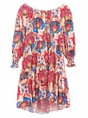 🌸 MISA Los Angeles Floral Cutout Mini Dress | Boho Long Sleeve | XL🌸